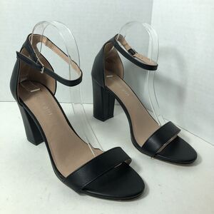 Madden Girl Heels Sandals Womens Size 9 Black Beella Block Ankle Strap Buckle G3